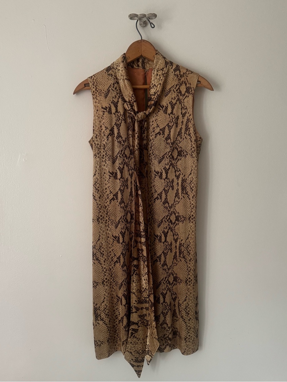 Vintage 1960 Snakeskin Pussybow Mini Dress.